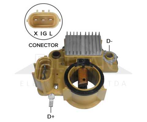 Regulador de voltagem do alternador 14.6V Jac Motors Effa - ligações