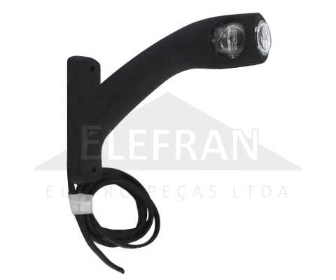 Lanterna lateral delimitadora LED 12V/24V modelo corneto com cabo de 15cm lado direito universal