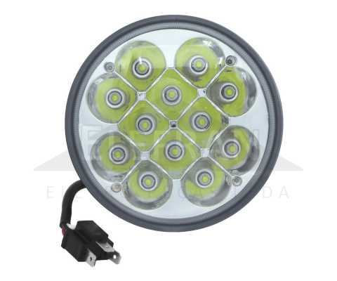 Farol auxiliar LED redondo 146 x 146 mm com 12 LEDs cor branca 9-50V DC 7000K impermeável IP68 universal