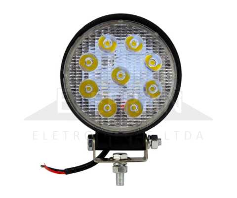 Farol auxiliar LED 9V até 48V 27W (9 LEDs) redondo Ø 112mm IP68 lado direito/esquerdo universal