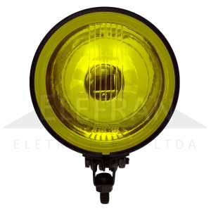 Farol auxiliar de milha (longo alcance) redondo amarelo lado direito/esquerdo com lente de vidro para lâmpada H3 universal