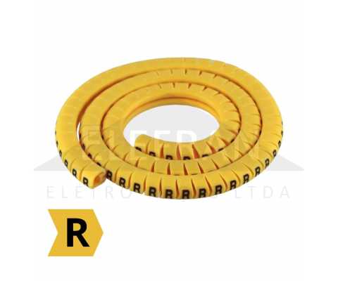 Letra R - Pacote anilha gravada identificador marcador de fios e cabos 0.75mm até 4mm