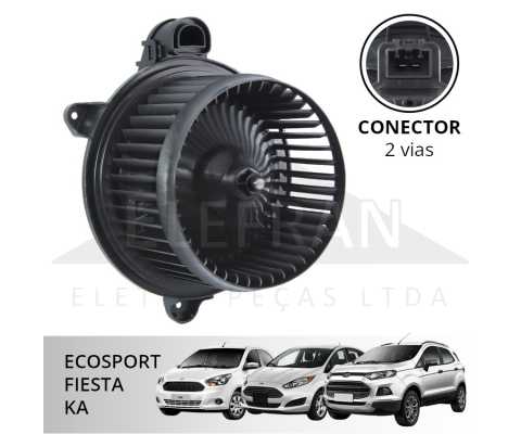 Eletroventilador interno caixa ar forçado 12V 212W diâmetro 143mm 3200RPM Bosch Ford EcoSport Fiesta Ka