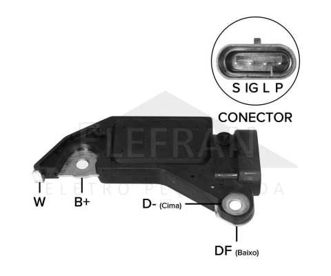 Regulador de voltagem do alternador 14V Delco francês CS121D / CS130D Chevrolet GM - ligações