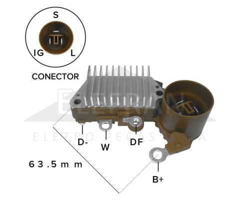 Regulador de voltagem do alternador 14V Denso - ligações