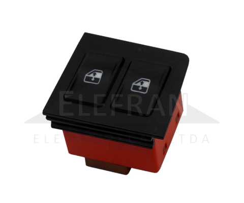 Botão/Interruptor de vidro elétrico duplo 6 terminais porta dianteira lado esquerdo LED vermelho Fiat Elba Fiorino Prêmio Uno