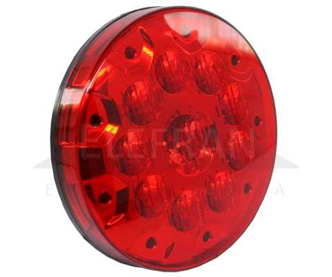 Lanterna traseira freio/posição LED 24V redonda Ø 154mm vermelha lado direito/esquerdo original Noma universal caminhão carreta carroceria implemento rodoviário
