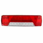 Lanterna traseira LED 24V retangular 372x104mm bicolor (cristal / vermelha) lado direito com conector universal