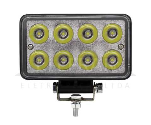 Farol auxiliar LED 9V até 48V 24W (8 LEDs) retangular 151x91mm IP68 lado direito/esquerdo universal