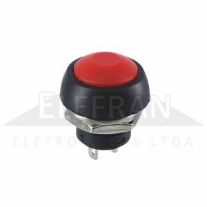 Botão/interruptor de buzina e esguicho universal redondo com retorno vermelho diâmetro 17.5mm para furo 12mm 10A 12Vdc / 10A 24Vdc / 4A 110Vac / 2A 220Vac