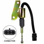 Solenoide estrangulador de parada 24V c/ conector flat de 3 vias para motor diesel Cummins Hyundai escavadeira