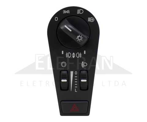 Botão/Interruptor (chave de luz) de farol baixo / neblina / luz de posição / pisca alerta / emergência / advertência com reostato / regulagem de altura do farol 14 terminais Volvo caminhões FH12 FH400 FM400 FM500