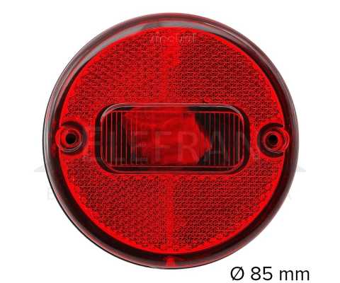 Lanterna de posição vermelha redonda com retrorrefletor lado esquerdo/direito Guerra carrocerias
