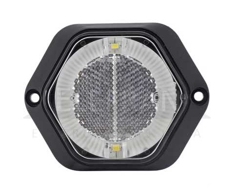 Lanterna de posição de LED com guia de luz e fixação frontal bivolt lado esquerdo/direito universal