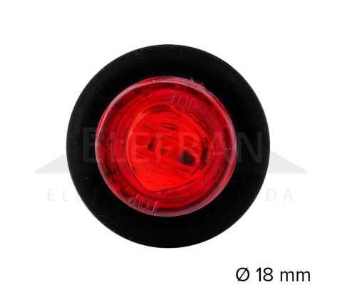 Lanterna de posição vermelha redonda Dot Light LED bivolt Ø 18 mm lado direito/esquerdo universal